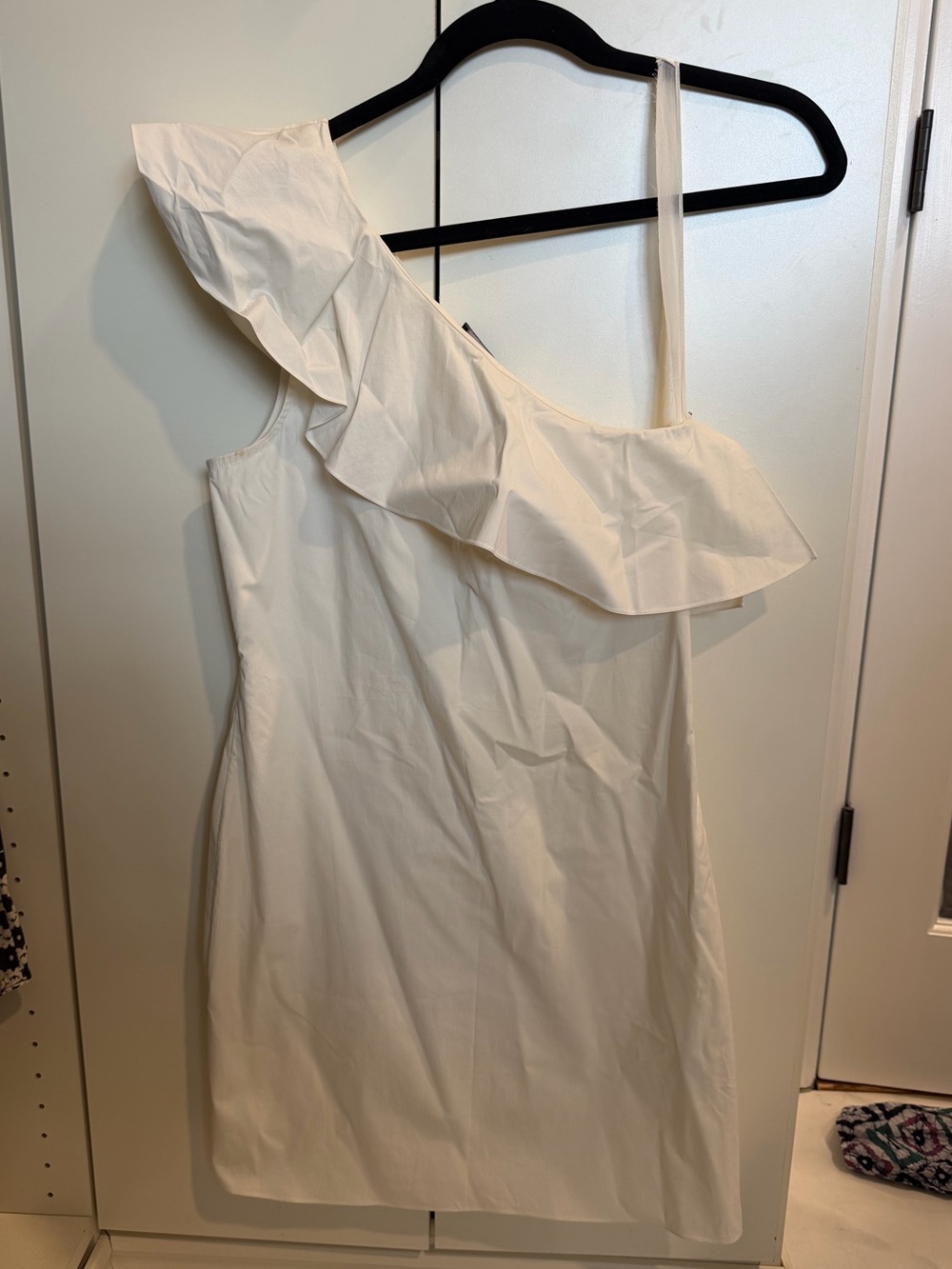 Theory White One-Shoulder Ruffle Dress
